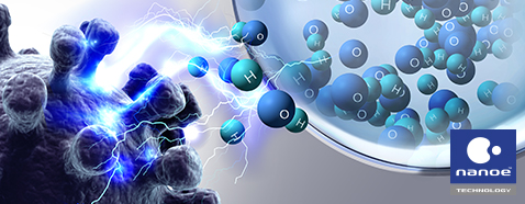 Image of nanoe particles breaking down the substances that cause odours.