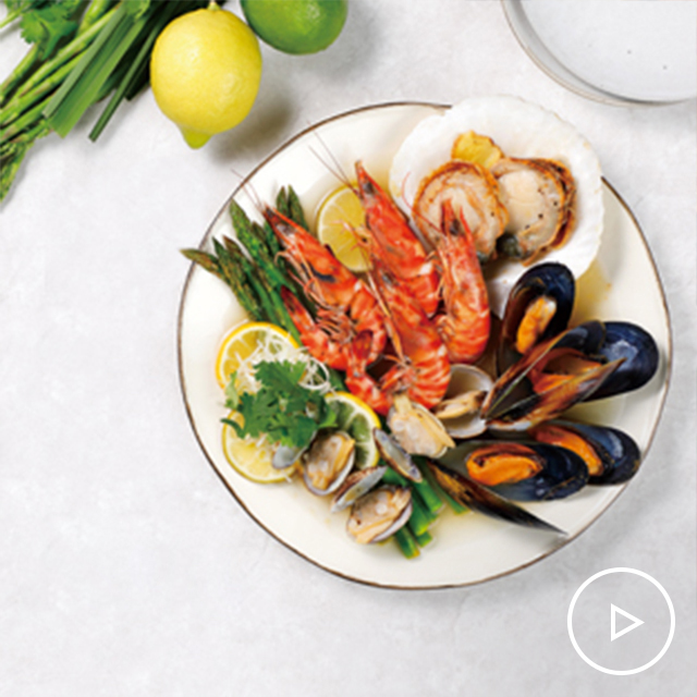 Seafood steamed with herbs and lemon See more