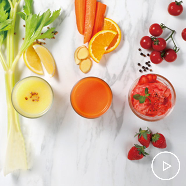 Spicy vitamin juice and dessert trio See more