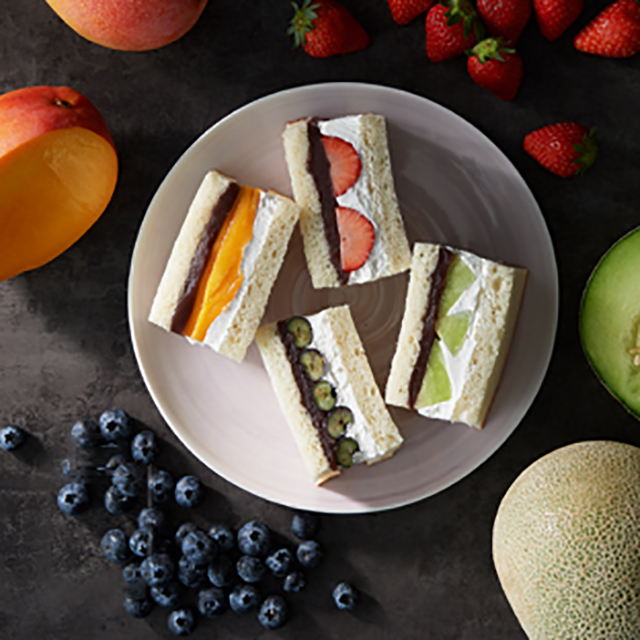 Fruit sandwich with sweet red-bean paste See more