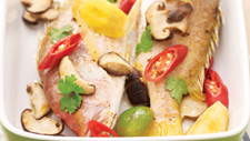 Asian Baked Snapper with Mushrooms