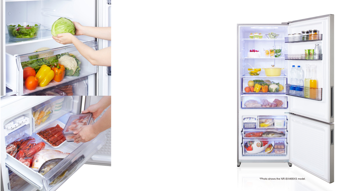 New style of refrigerator
with freezer at the bottom