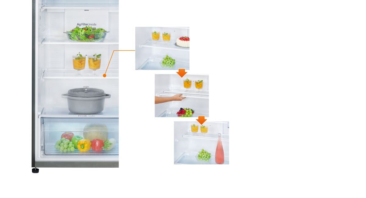 Foldable 1-2 glass shelf