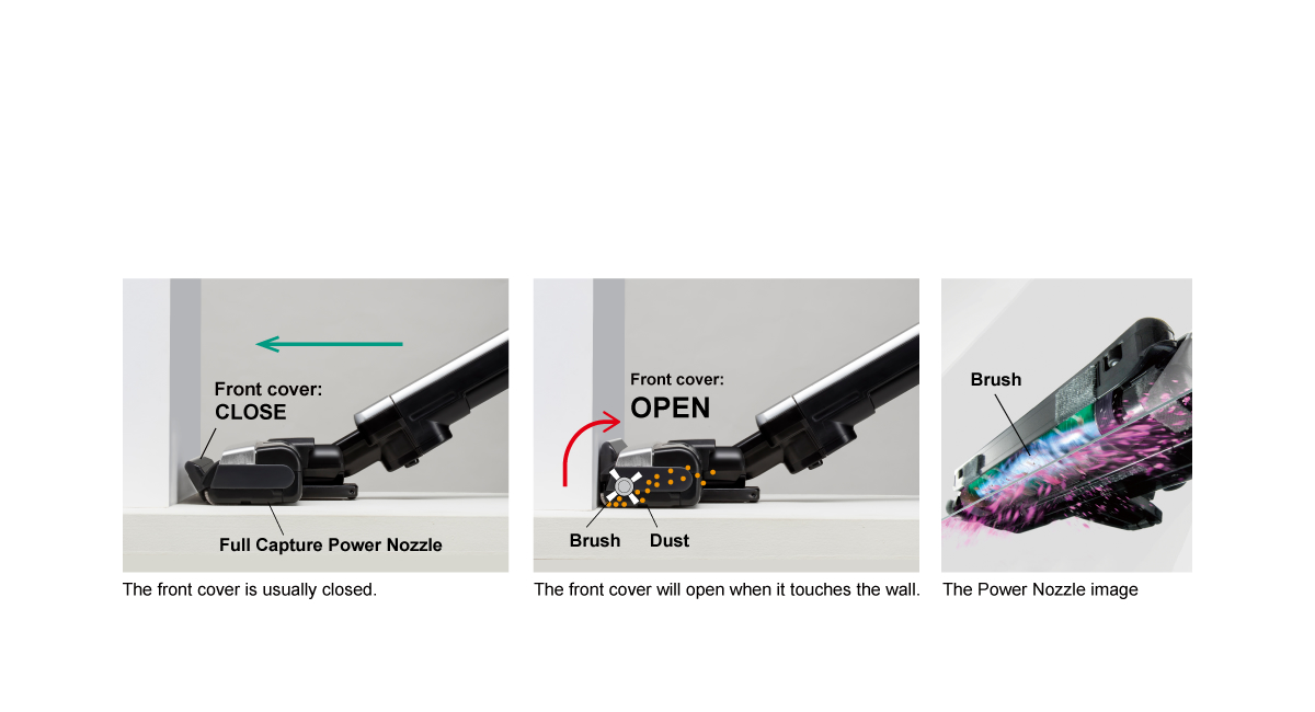 Cleaning up dirt in the corner,Full Capture Power Nozzle
