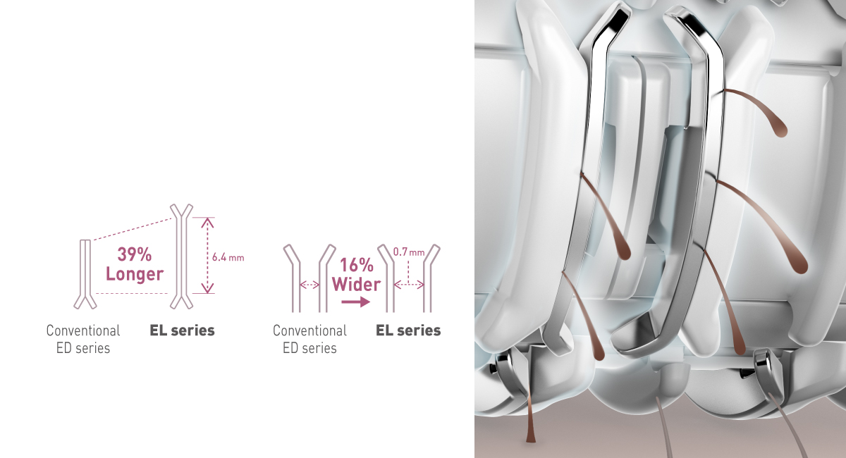 Longer tweezers and wider opening