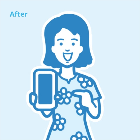 An illustration of a girl feeling comfortable with a smartphone