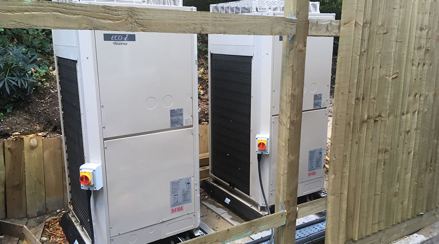 An image of outdoor units installed at Canford House
