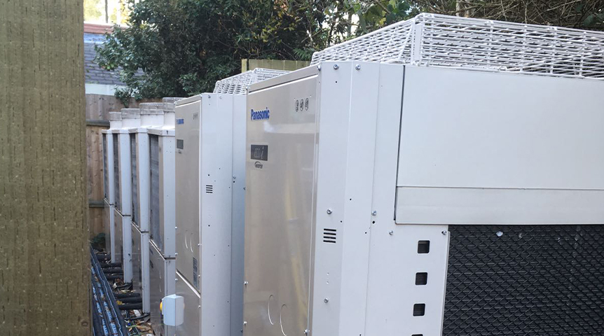 An image of outdoor units installed at Canford House