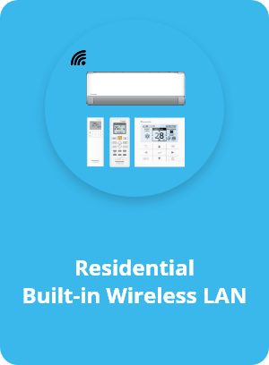 An image of a wall-mounted air conditioner with built-in wireless LAN