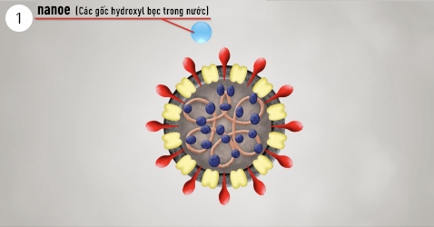 Hình ảnh nanoe™ tiếp xúc với bề mặt của virus
