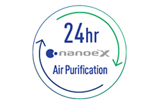 A logo showing that nanoe™ X keeps the room clean 24/7