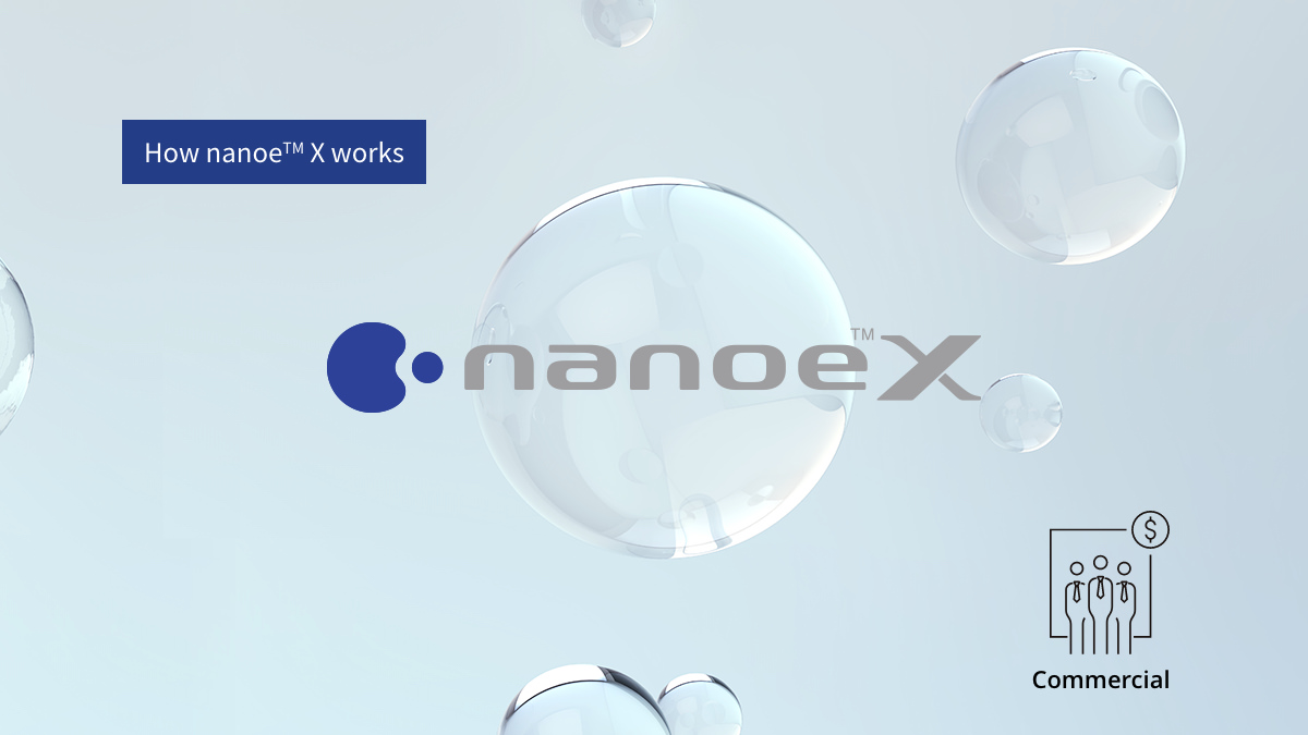 Gambar menampilkan nanoe™ X adalah radikal hidroksil yang terkandung dalam air