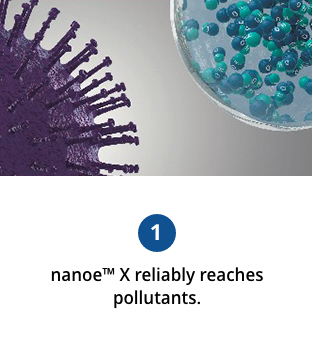 nanoe™ X reaches pollutants.