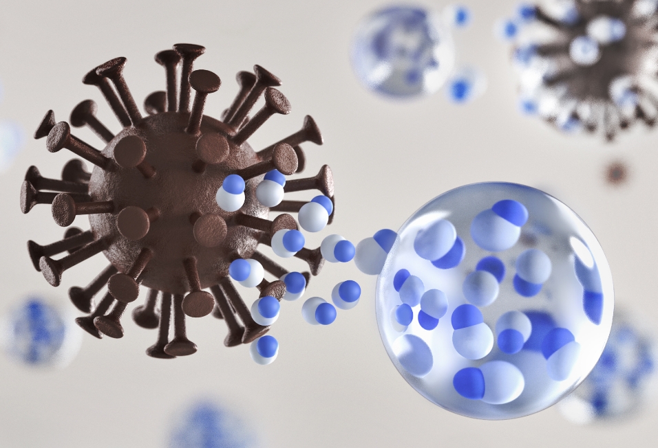 Hình ảnh nanoe™ X đang ức chế vi-rút corona.