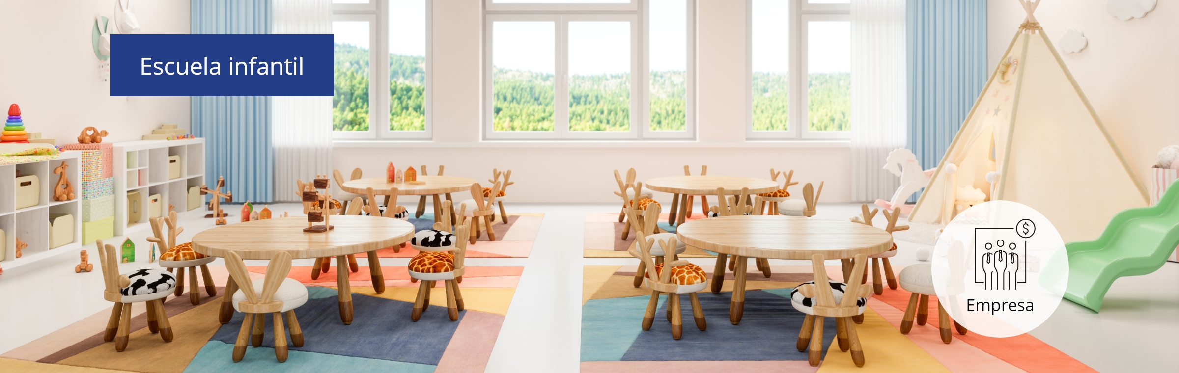 Una imagen de un aula de una escuela de preescolar.