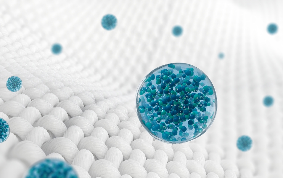 Gambar nanoe™ X yang menembus ke dalam kain dan memberikan efek penghilang bau.