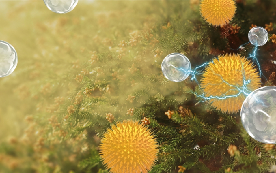 ภาพ nanoe™ X กำลังยับยั้งละอองเกสรดอกไม้