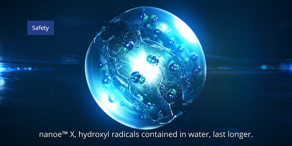 nanoe™ X, hydroxyl radicals contained in water, last longer.