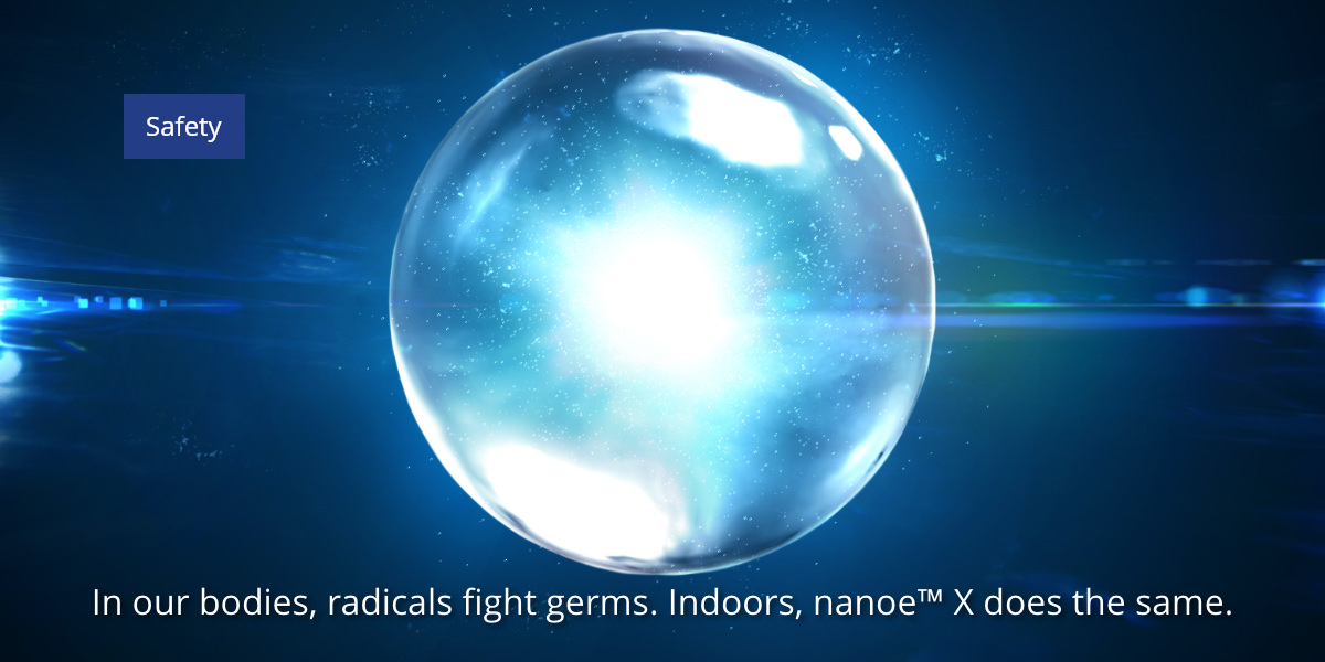 In our bodies, radicals fight germs. Indoors, nanoe™ X does the same.