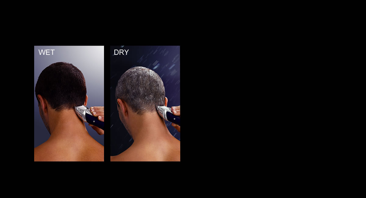 Coupe des cheveux secs ou mouillés (même pendant le shampooing), au choix