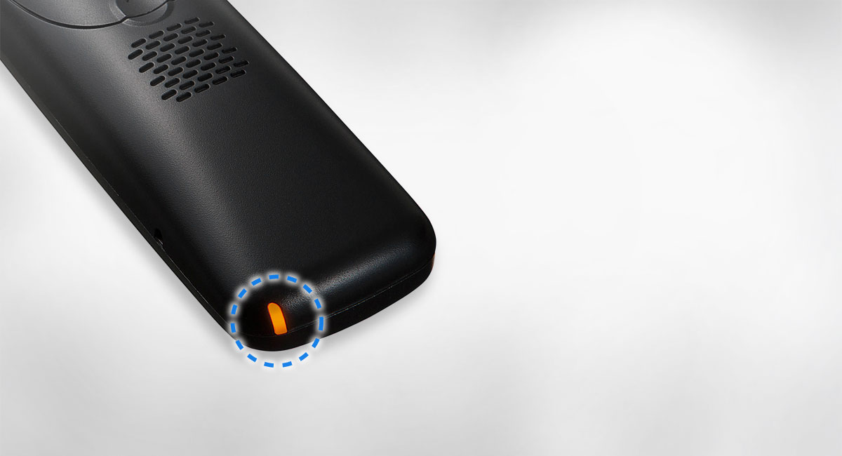 Anrufanzeige auf der Rückseite des Mobilteils
