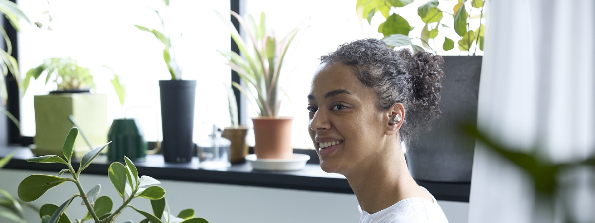Female wearing earphones
