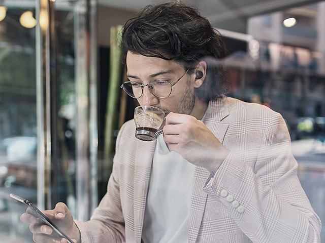 Man wearing headphones