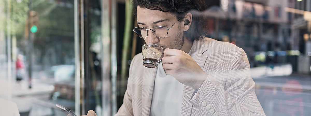 Man wearing headphones