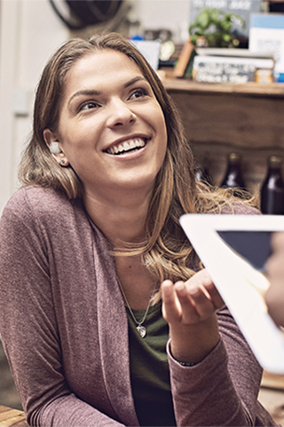 Woman wearing headphones