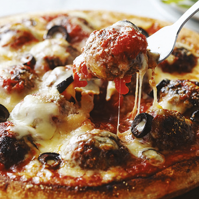Tomato Pizza Filled with Meatballs See more