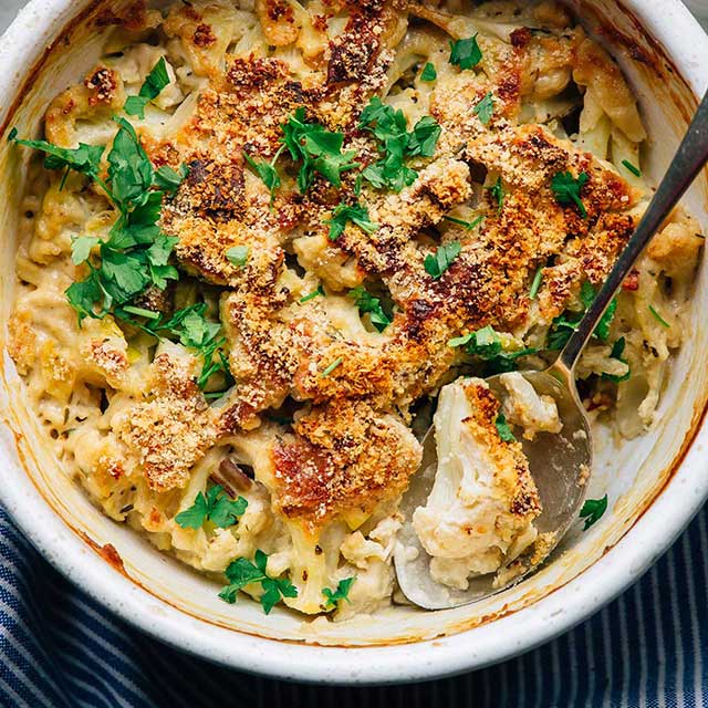 Creamy vegan cauliflower casserole See more