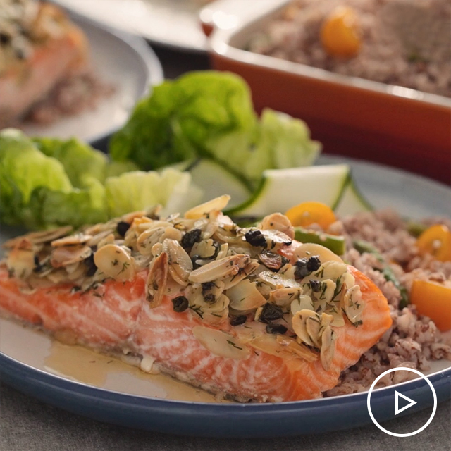 Baked Salmon with Almond & Caper Sauce See more
