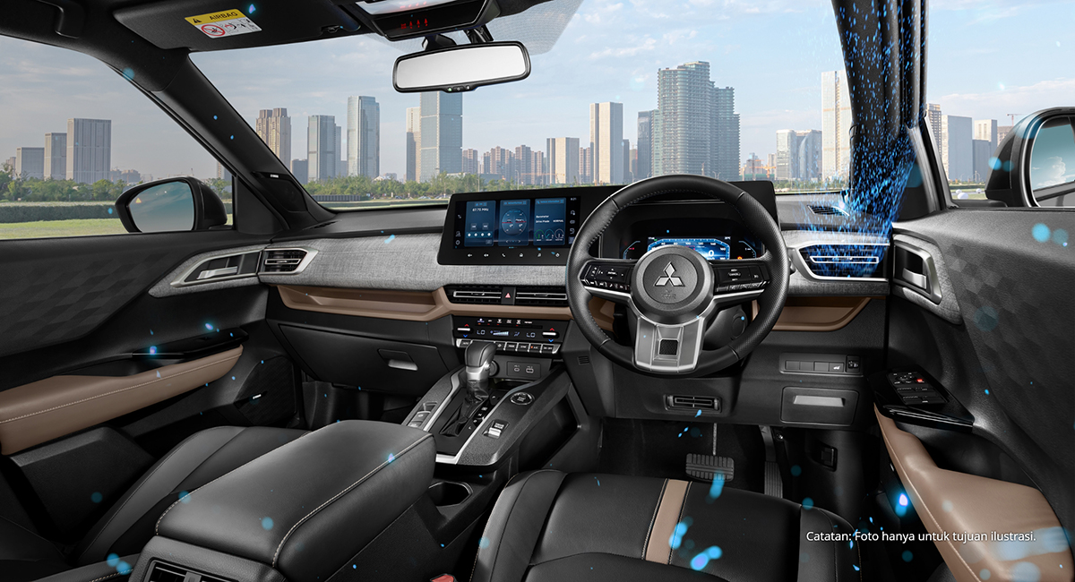 An image of the driver's seat of Mitsubishi moters XFORCE with Panaonic’s nanoe™ X technology in the air-conditioning system