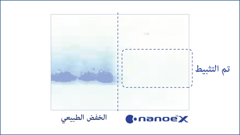 رسم توضيحي يوضح أن nanoe™ X فعال للغاية ضد مسببات حساسية عثة الغبار