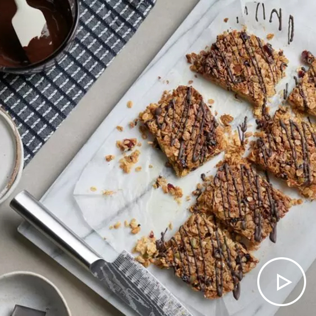 Baked Muesli Slice with Dark Chocolate Drizzle See more