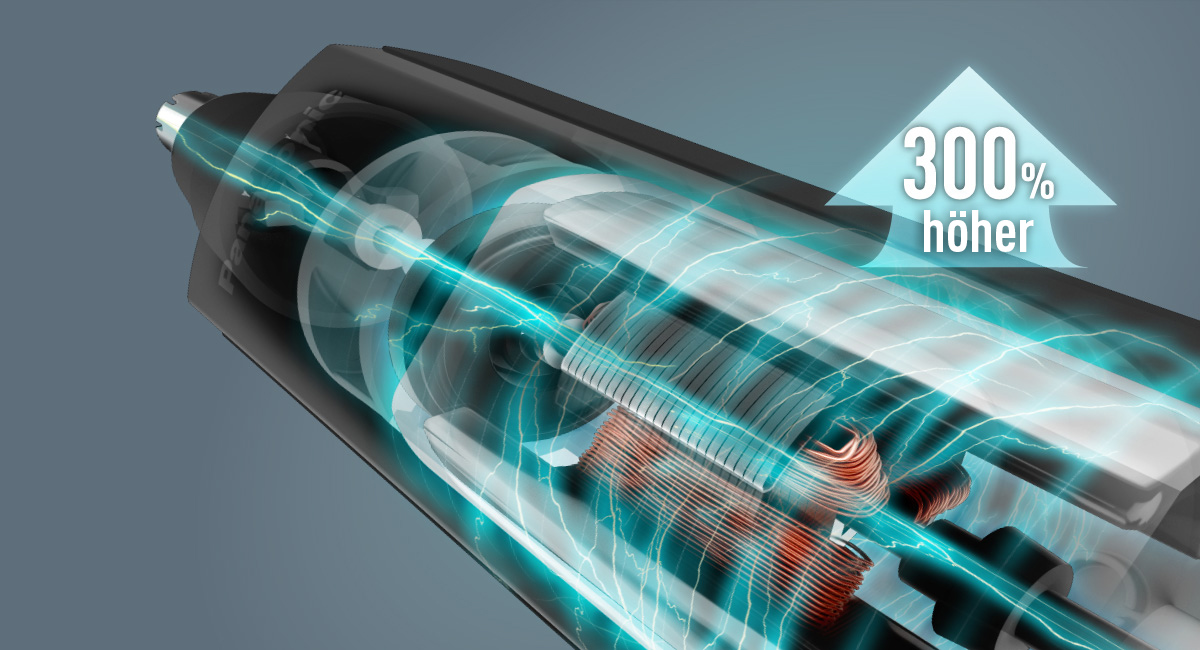 Leistungsstarkes Trimmen selbst dicker Haare