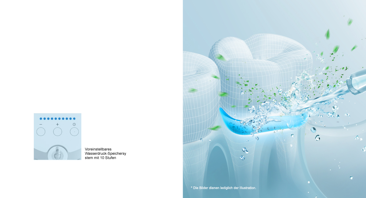 Wasserstrahl reinigt Zahnfleischtaschen