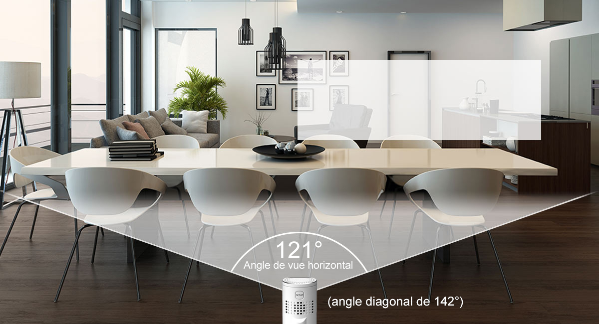 Grand-angle, vue d'ensemble de la pièce
