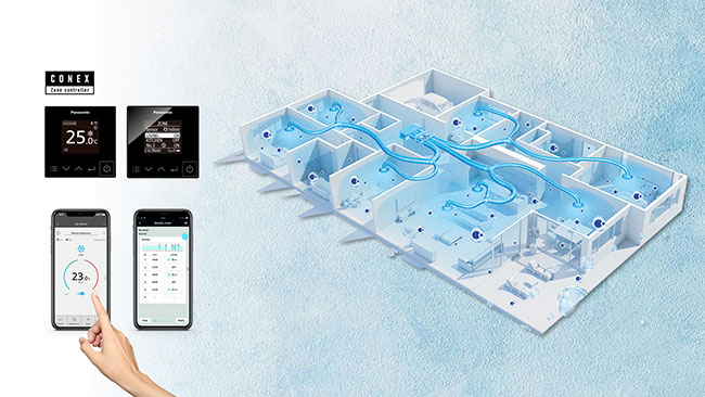 Control your ducted air conditioning from your smart device with Panasonic’s CONEX Zone Controller