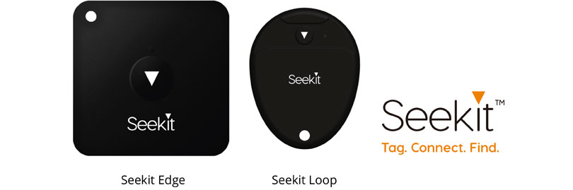 Foto: Seekit tracker (vierkant: “Seekit Edge, “ rond: “Seekit Loop” productfoto's)