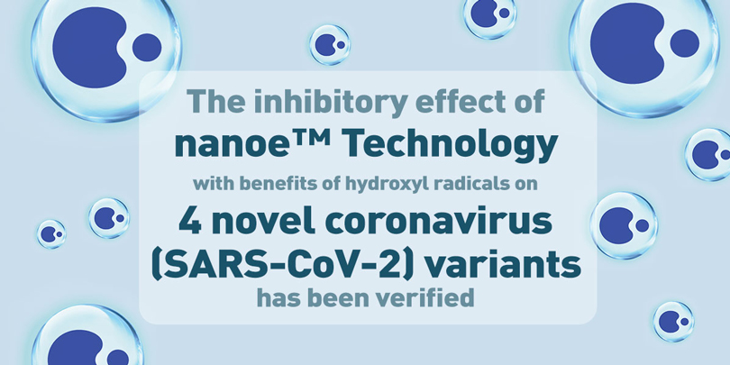 The inhibitory effect of nanoe™, technology with benefits of hydroxyl radicals on 4 novel coronavirus (SARS-CoV-2) variants has been verified