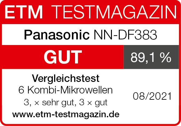 Testurteil ''Gut (89,1%)'' für die NN-DF383B Grill-Kombi Inverter Mikrowelle