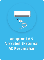 Gambar AC yang terpasang di dinding dan adaptor LAN nirkabel eksternal