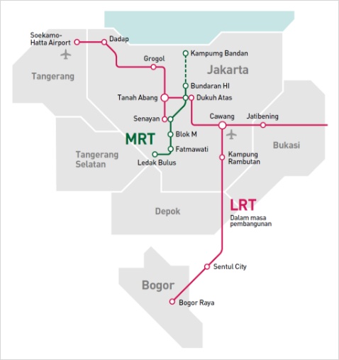 map:Akses mobil ke area metropolitan Jakarta