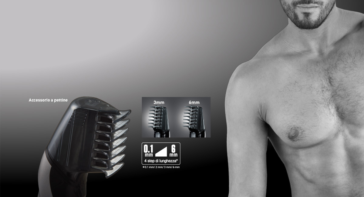 Semplice regolazione della lunghezza con due accessori a pettine