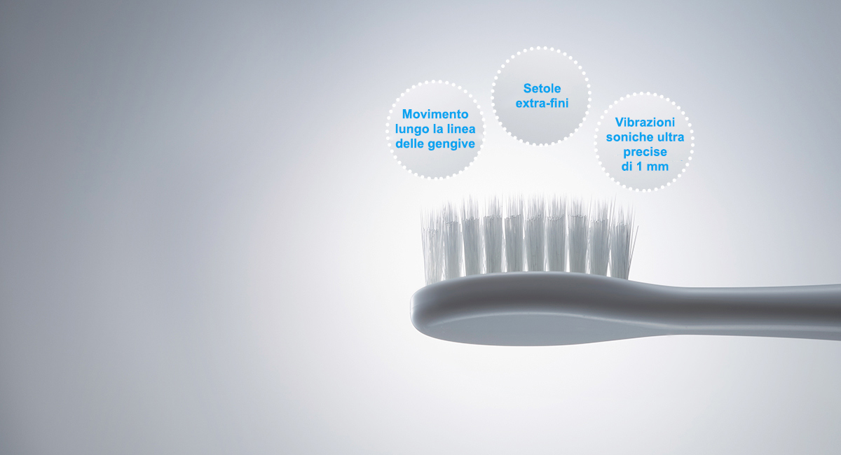 I tre effetti di uno spazzolino a vibrazioni soniche con movimento elettrico lineare