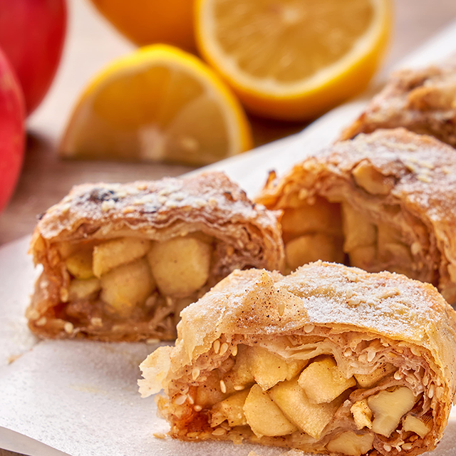 CINNAMON APPLE AND WALNUT STRUDEL See more