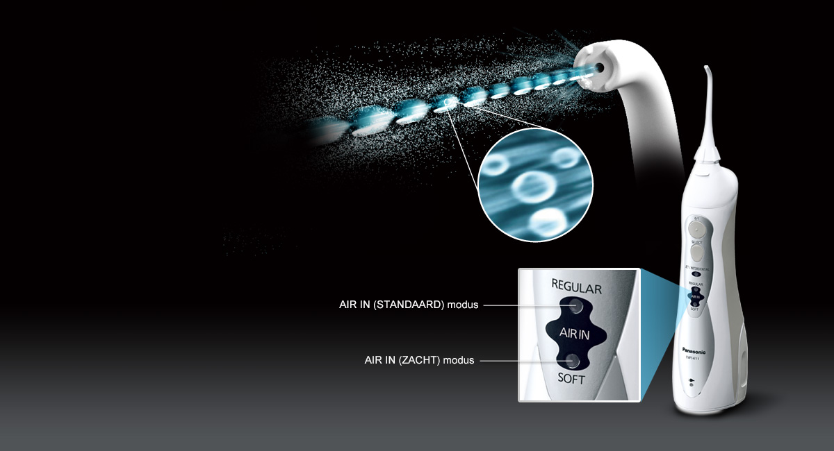 Twee AIR IN modi voor een zachtere reiniging van tandpockets