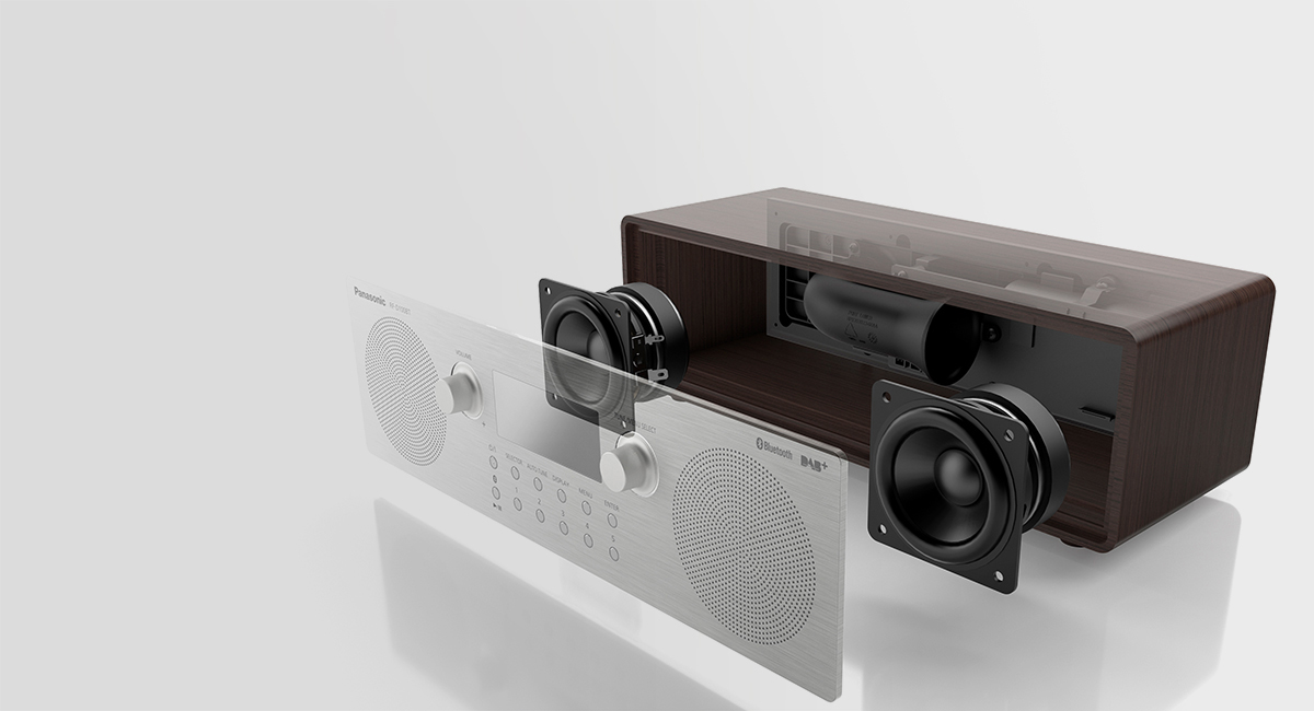 6.5cm full-range cones with bass reflex port