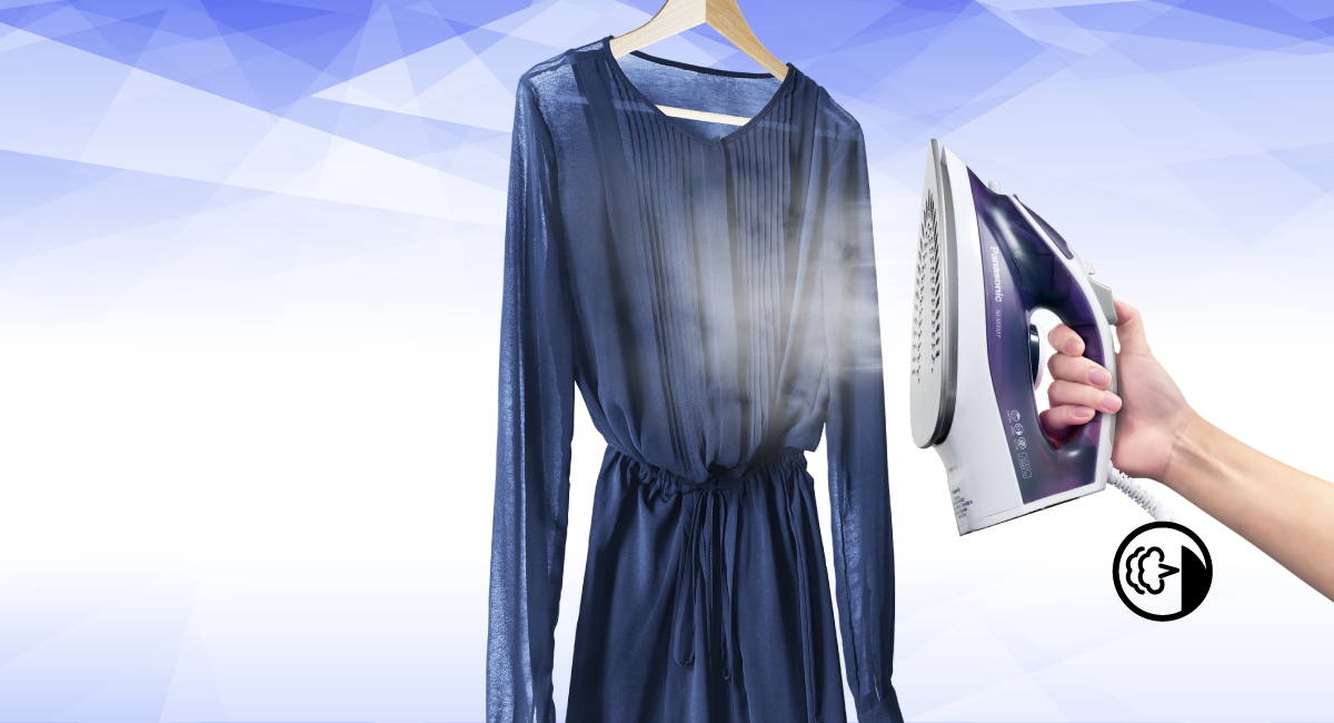 Remove wrinkles from hanging garments